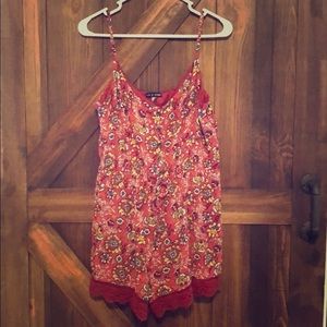 Floral Red Romper